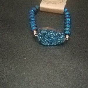 Bluish green Glass Bead Bracelet
